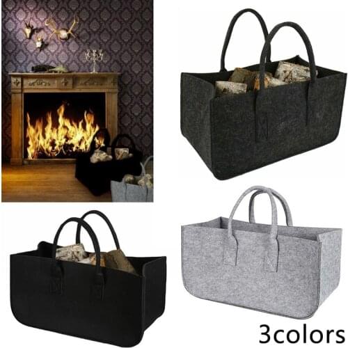 1 Pcs Fireplace Wood Felt Storage Bag Basket Felt Bag Fire Wood Pocket Firewood Basket Newspaper Magazine Stalls Basket