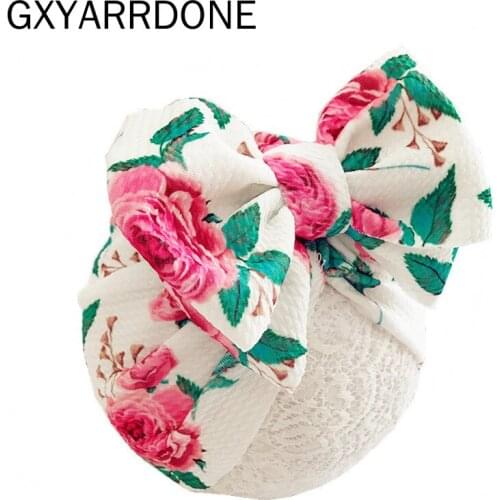 10pcs 2019 Newborn Infant Toddler Kid Baby Cute Soft Cotton Knot Printed Bowknot Turban Hat Indian Flower Cap Baby Accessories