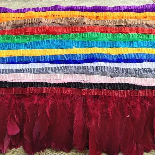 Hot Selling 10 Yards Beautiful 31Colors Goose Feather Ribbons 15-20cm/6-8 inches Cloth Belt DIY Clothing Decorative