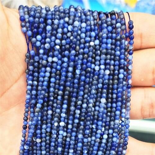 1060pcs Natural Stone Beads, Blue Stone Beads, Round Bulk Beads, Can Be Used for DIY Jewelry Making 2mm Charms for Bracelets