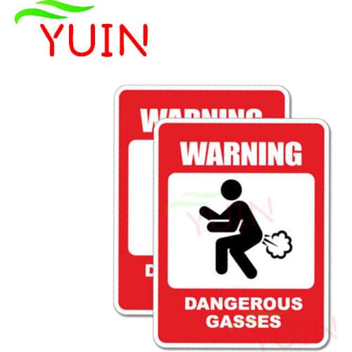2 X 9*7cm Personality Warning Car Sticker Dangerous Gasses Decal PVC Decoration Motorcycle Cars Accessories Waterproof Decals