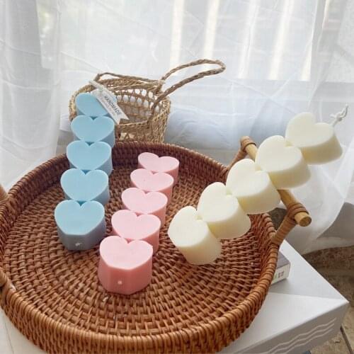 5-hole Hearts In A String of Love Scented Candle Molds Korea Style Home Decoration Cake Baking Silicone Mold Candle Making Kit