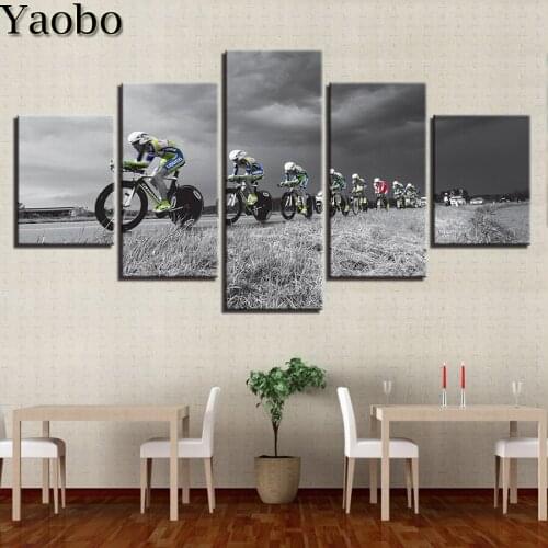 5 Piece Diamond Embroidery Bicycle athlete landscape 5D Diamond Painting Rhinestone Pictures DIY Diamond Mosaic Wall Sticker
