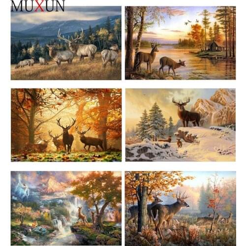 5D Diamond Painting New Arrivals Lovely Deers Diy Crystal Diamond Animalembroidery Deers Diamond Mosaic Paintings Decor Er011