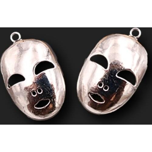 6pcs Silver Plated Maskes Pendants Retro Necklace Bracelet Metal Accessories DIY Charms Jewelry Carfts Making 39*25mm A1423
