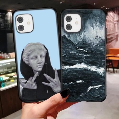 Ottwn Art Abstract Phone Case For iPhone 11 11Pro Max X XR XS SE 2020 7 8 6 6s Plus Funny Cartoon Soft TPU Silicone Back Cover