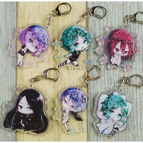 Hoseki no Kuni Anime Phosphophyllite Phosphophy Land of the Lustrous Cinnabar Goshenite Keychain Doubleside Keyrings