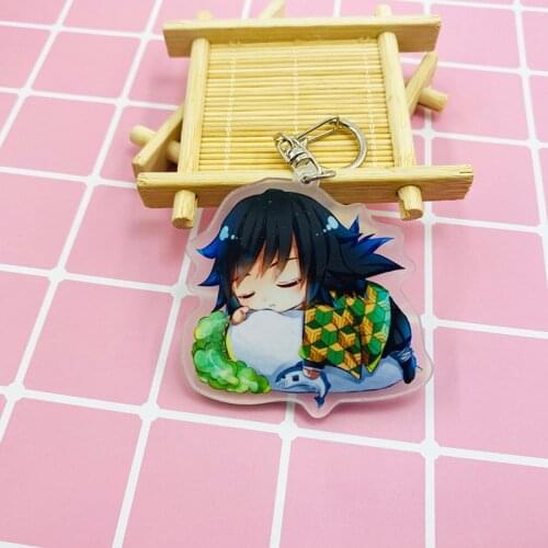 Woman Men Arcylic Keychain Demon Slayer No Yaiba Tanjirou Kamado Nezuko Zenitsu Shinobu Cosplay Pendant Key Rings For Kids Gifts