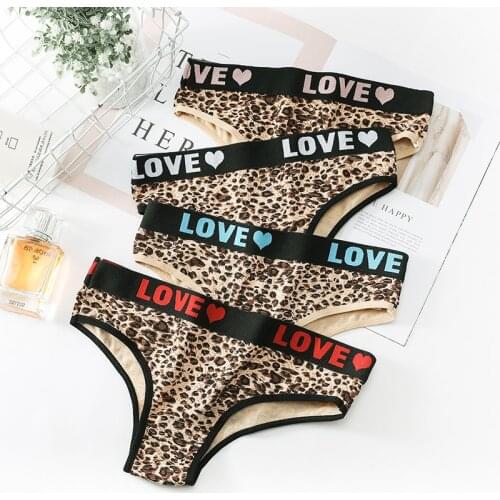 BZEL Sexy Leopard Womens Panties Love Letters Briefs Female Cotton Underwear Breathable Comfort Panty Women Lingerie Underpants