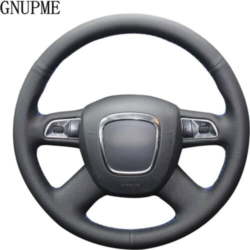 DIY Black Artificial Leather Car Steering Wheel Cover for Audi A3 A4 (B8) A6 (C6) A8 A8 L Q5 Q7 2007-2011 S8 2008-2009