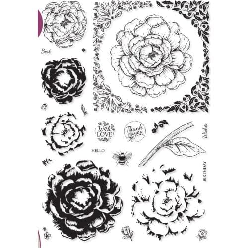 Flower Transparent Clear Silicone Stamp/Seal For DIY Scrapbooking/Photo Album Decorative Clear Stamp Sheets A3008