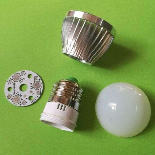DIY E27 Screw LED Bubble Ball light Bulb 3W Aluminum Case Cover Shell Suite Parts