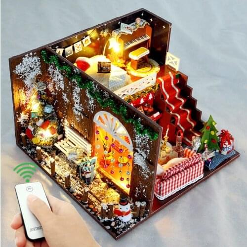 DIY dollhouse Miniature with furnitures wooden Christmas doll house sets Handmade Toys gift For Chrildren new style