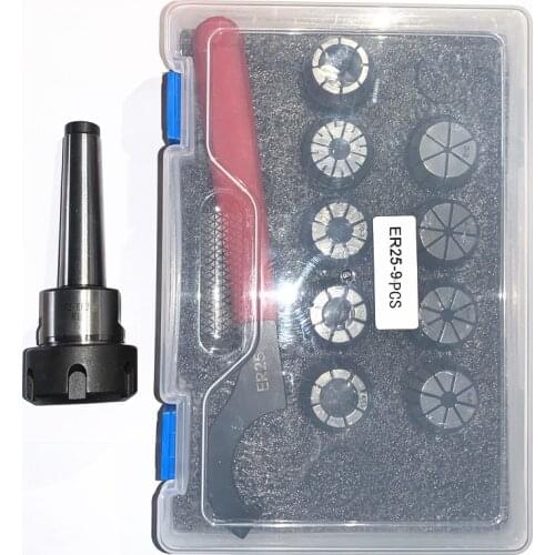ER25 Spring Clamps 9PCS+MT2/MT3/MT4 ER25 1PCS Wrench 1PCS Collet Chuck Morse Holder Cone For CNC Milling Lathe tool