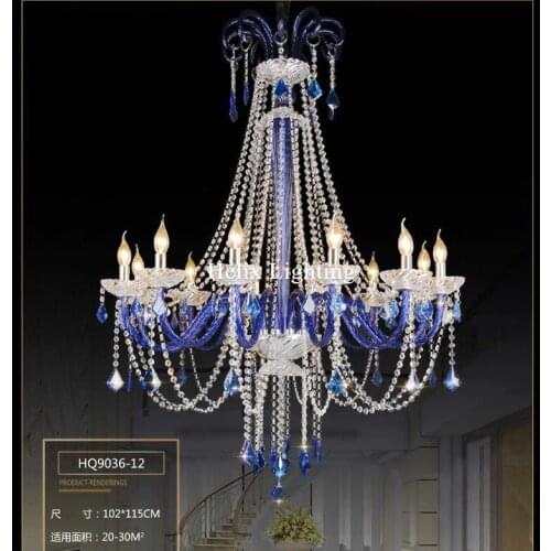 European Clear Blue Crystal Chandelier Chandelier lustres de cristal Decoration Modern Clear Crystal AC Chandelier Home Lighting