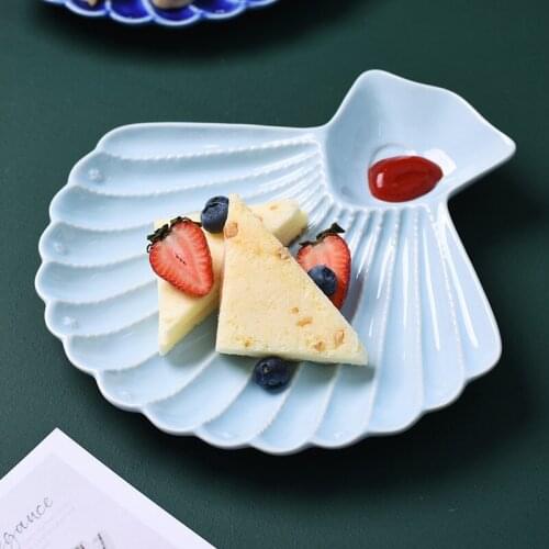 Scallop creative dumpling plate online celebrity odd-shaped art salad ceramic fruit