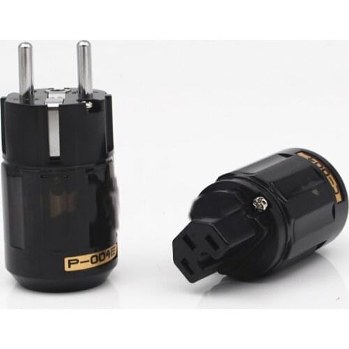 Hi-End pairs Rhodium Plated P-004E SCHUKO EU Power Plug & C-004 IEC connectors for Hifi audio power cables adapter