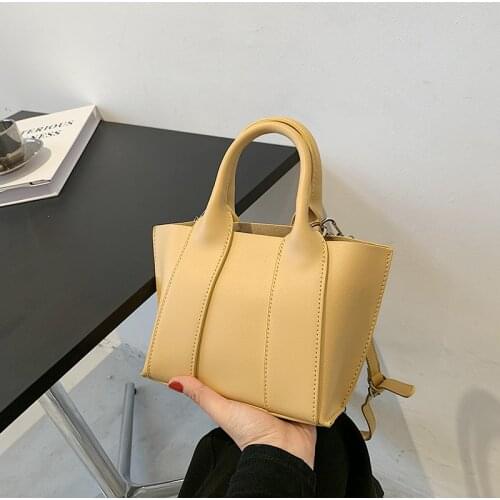 Candy Color Pu Leather Bucket Bags for Women Casual Female Shoulder Messenger Bag Retro Lady Tote Handbags Clutch Purse New