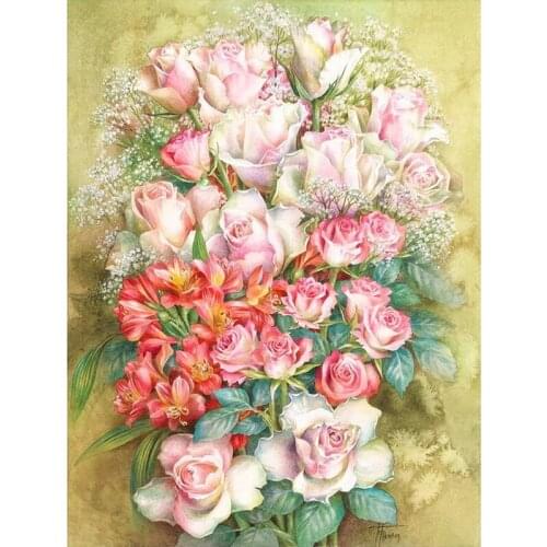 Needlework Oil painting flower rose Simple Art 14CT Canvas Unprinted Handmade Embroidery Cross Stitch Kits DIY Home Decor