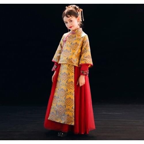Chinese Traditional Children Hanfu Dress Girl Embroidery Tang Suit Fairy Dance Costume Princess Costume Cosplay