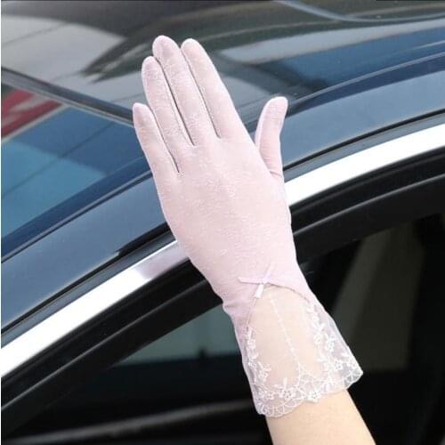 Cool Lace Gloves Summer Ladies Fashion Lace Sunscreen Breathable Anti-Uv Outdoor Sports Non-Slip Touch Screen Lace Gloves