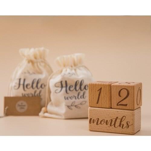 3pcs/set Handmade Baby Milestone Cards Square Engraved Wood Infants Bathing Gift Newborn Photography Calendar Photo Accessories