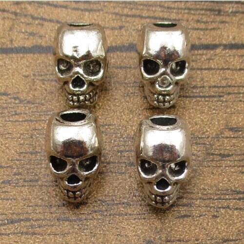 Alloy Metal Skull Space Beads 15PCS/Lot 12×11×9mm DIY Supplies Perfect For Charm Bracelet Tibetan Silver -RS524