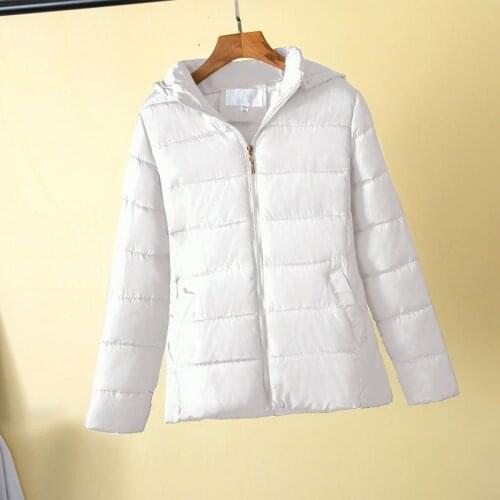 Fashion Spring Autumn Womens jacket European style white female short Outerwear Hooded Cotton Parkas Plus size S-6XL Women Coat