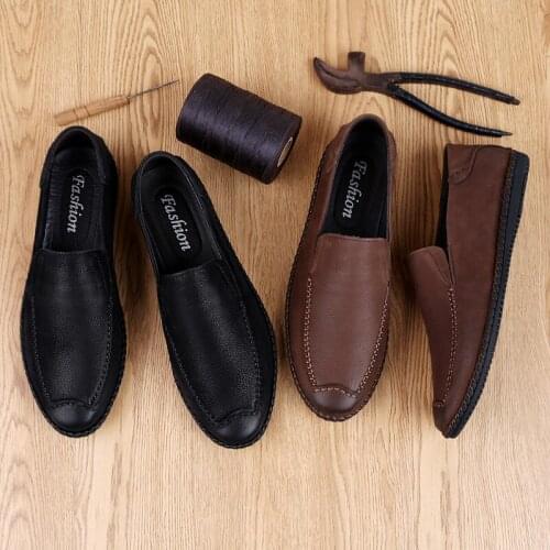 Men Loafers Leather Comfortable Flat Mens Shoes Casual Leather Slip-on Mocassin Male Big Size 47 Footwear
