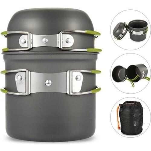 Portable Cookware Set Non-Stick Camping Pans Pot Bowl Aluminum Cooking Tools Outdoor Tableware Kit Picnic Utensils Backpacking