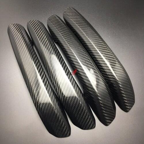 Real Carbon Fiber Door Handle Cover Trim For Audi A4 B9 4dr Sedan 2016 2017 Without Smart Key Hole