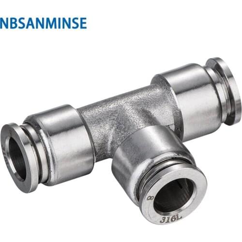 NBSANMINSE 5Pcs/lot SSPUT Stainless Steel Fitting Food Grade Fitting Union Tee Pneumatic Anticorrosion Fitting