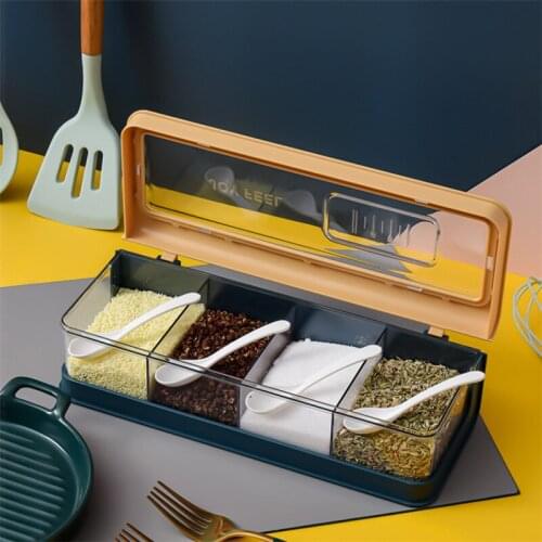Nordic Transparent Spice Jar Salt and Pepper Shakers Kitchen Cooking Tools Seasoning Container Creative Tableware Storage Box