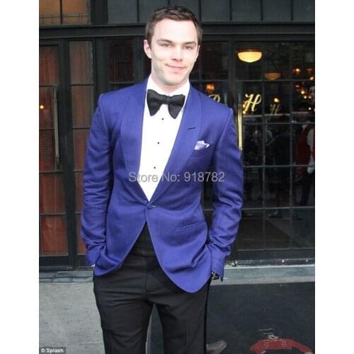 Latest Coat Pant Designs 2018 Royal Blue Jacket Black Pant 2 Pieces Set Wedding Party Suit Groomsman Men Suits Costume Homme