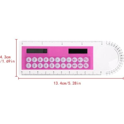 New Design 2 in 1 Mini Plastic Arithmetic Ruler with Calculator Kid Stationery School Office Gifts