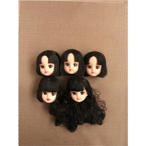 Original Licca Doll Head Rare Black Hair Cartton Anime Princess Bald Heads DIY Hair Head for 1/6 Doll Girls Doll Accessories
