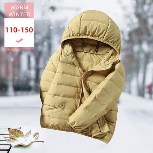 Autumn Winter Children Short White Duck Down Jacket With Hood Boys And Girls Thick Casual Soft Warm Zipper Coat Joker Fashion