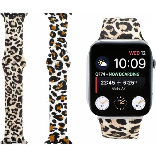 Leopard Printing strap for Apple Watch 4 5 6 Band 38 mm to 44 mm iWatch series 3 Silicone Belt Bacelet Apple Stylish beautiful
