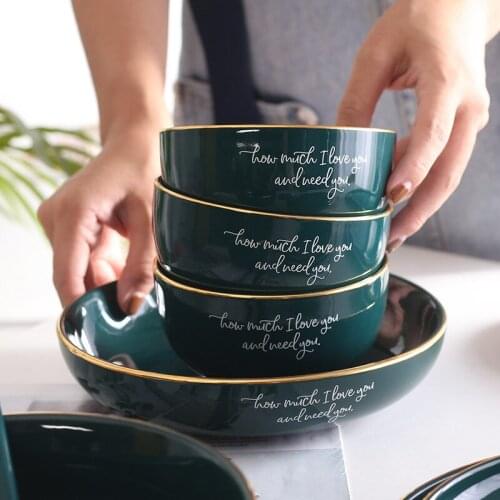 Nordic luxury ceramic tableware plate creative ins noodle bowl steak plate dishes rice bowl dishes household fish plate