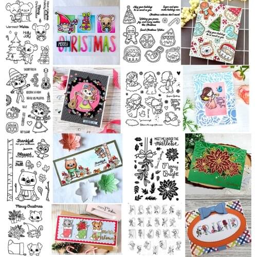 Christmas Cookies Stocking Stuffers Christmouse Angels Happy Fall Stamps And Dies Set for DIY Scrapbooking Card Craft 2020 New