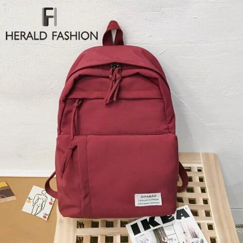 Herald Fashion Student Classic Waterproof Backpacks Nylon Multi-pocket Backpack Big Capacity Backpacks Teenage Girls Schoolbag
