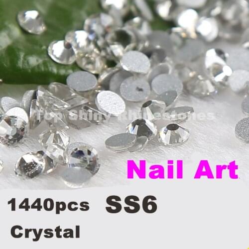 SS6 1440pcs/pack 1.9-2.0mm Wholesale Black diamond color flat back Rhinestones 3D Nail Art Decoration Non hotfix Rhinestone