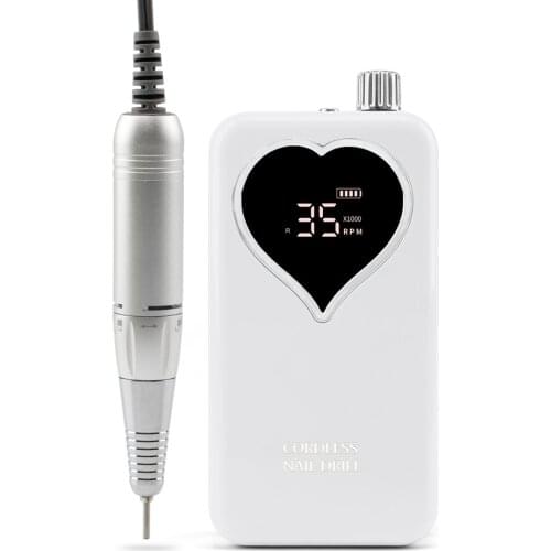 Heart LED Logo Cordless Electric Nail Drill Machine 35000rpm Drill Set for Manicure Pedicure Rechargeable Battery Wireless