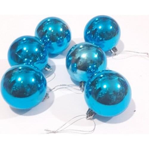 Christmas New Year Ornament Pine Tree Ornament Ball 6cm6'lı Turquoise christmas decorations рождественские украшения