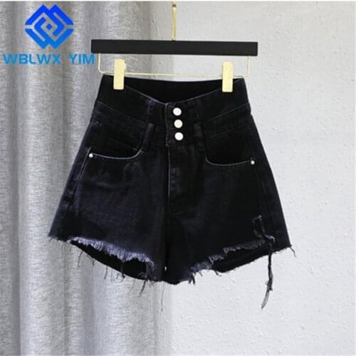 High waist Denim Shorts Women Button Pocket Ripped Jeans Shorts Summer Plus Size Wide leg Shorts High quality Short Pants Jenas
