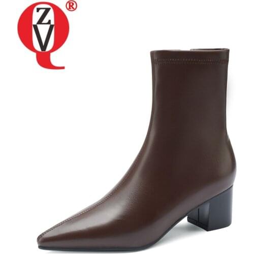 ZVQ Women winter Leisure short boots Fashion New Style Pointed Toe Solid color Concise Comfortable office lady Mature soft