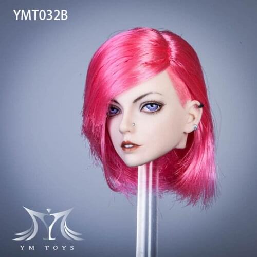 1/6 YMTOYS YMT032 A/B/C Female Esther Head Sculpt Black/Red/Golden Hair Head Carving for 12'' PH TBL Action Figure