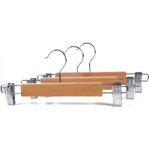 1Pcs Clothes Hanger Solid Wood Skirt Clip Anti-skid Multifunction Pants Folder Trousers Rack Household Tools