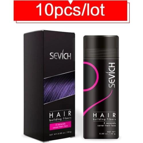 10pcs/lot 25g Sevich Hair Building Fibers Styling Color Powder Extension Keratin Thinning Hair Thicking Loss Spray Treatment