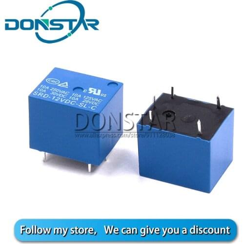 10PCS 12V DC Power Relay SRD-12VDC-SL-C 5pin FOR PCB srd 12vdc sl c